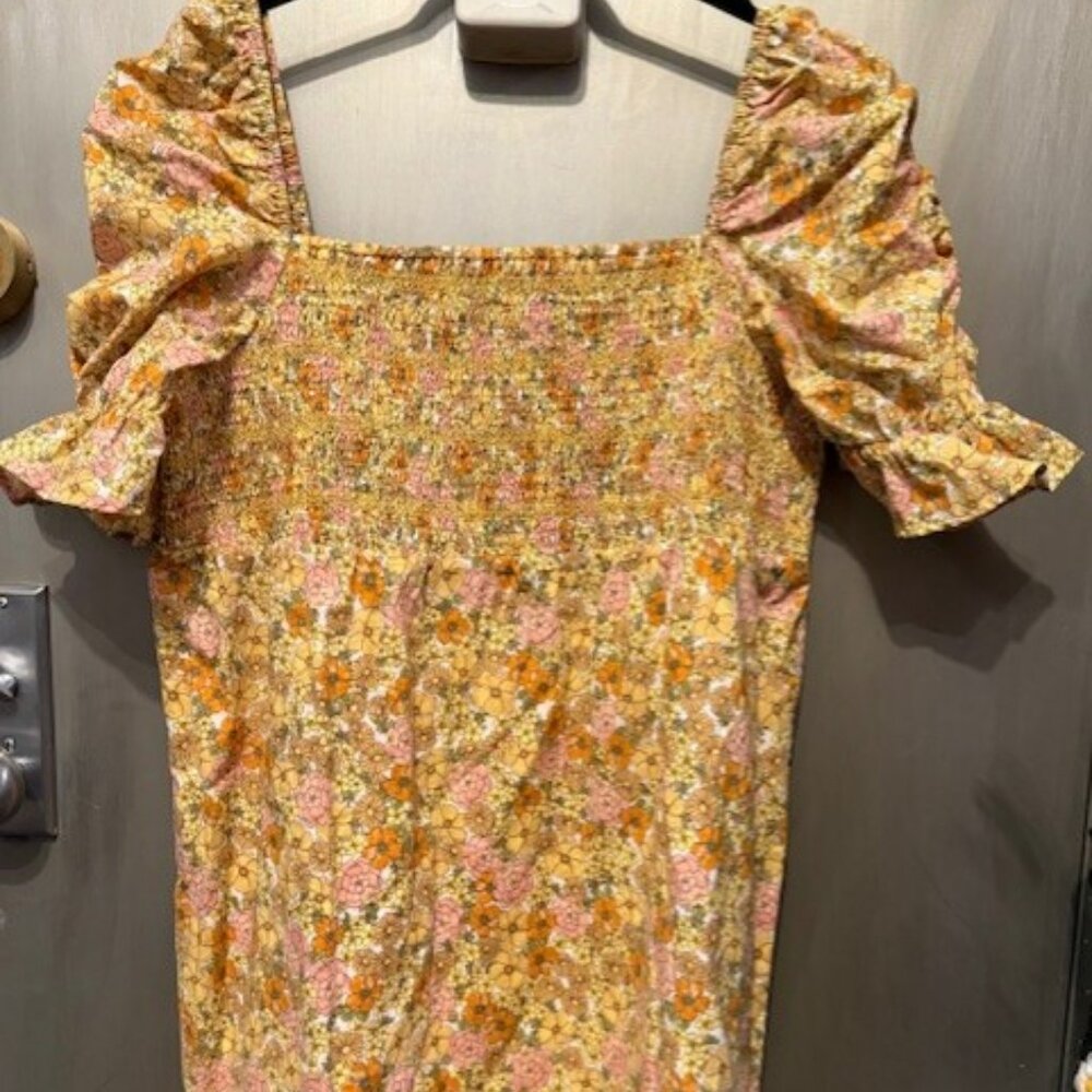 Retro & Other Stories cotton floral printed smock mini dress in multi - Picture 5 of 16